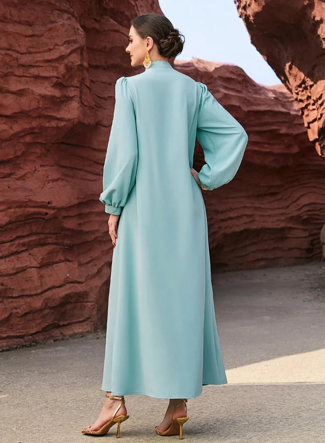 Take Two Women Turquoise Rhinestone Embellished Golden Trim Jalabiya